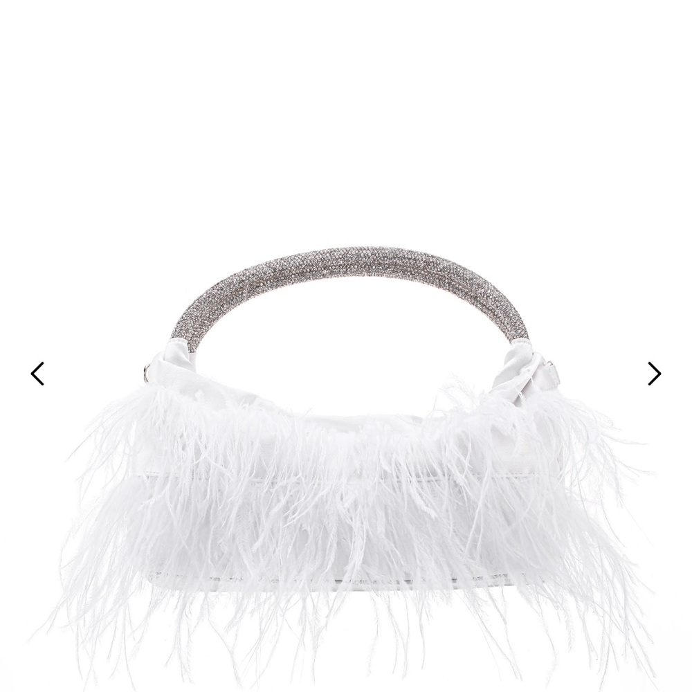 White Feathered Handbag